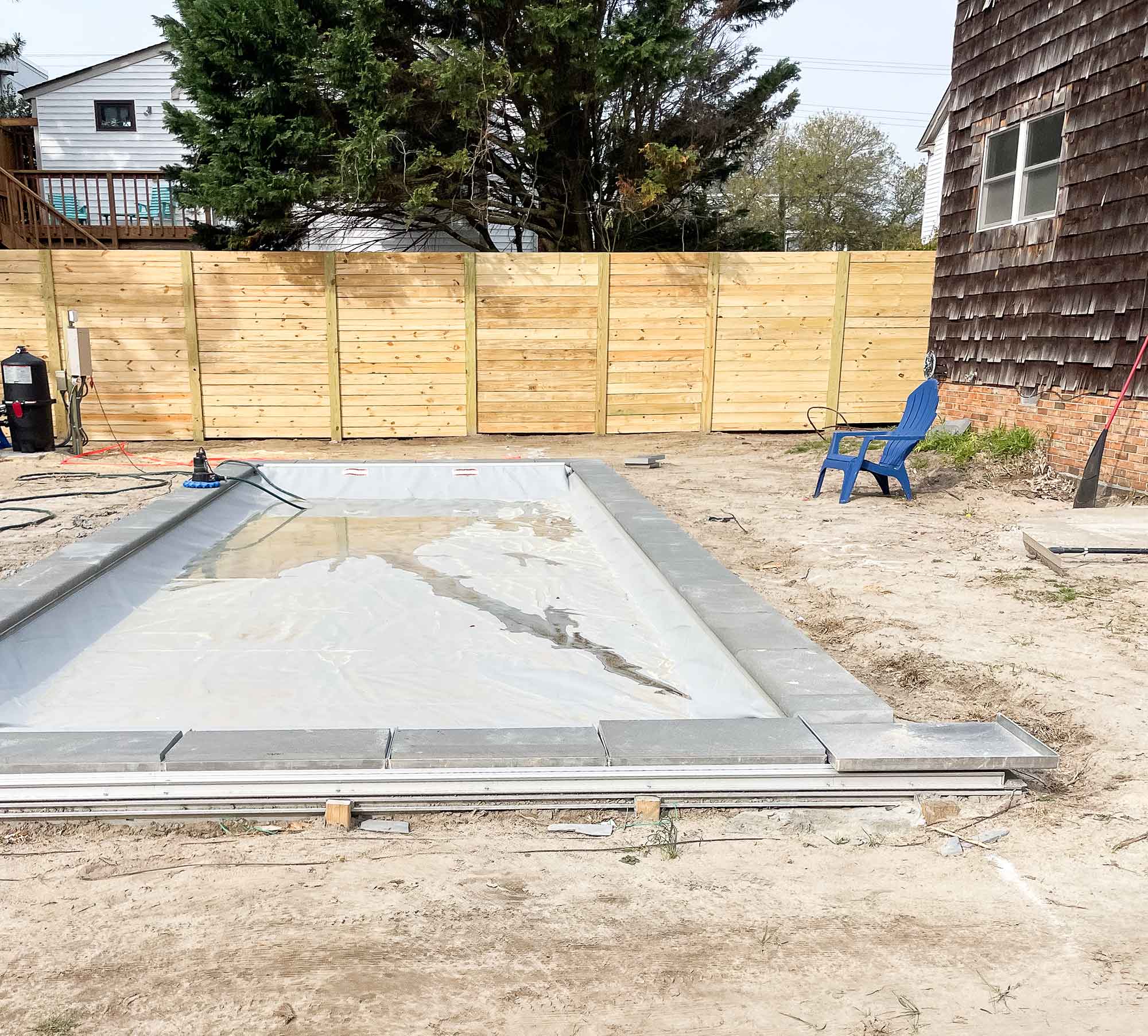 blue stone pool coping install